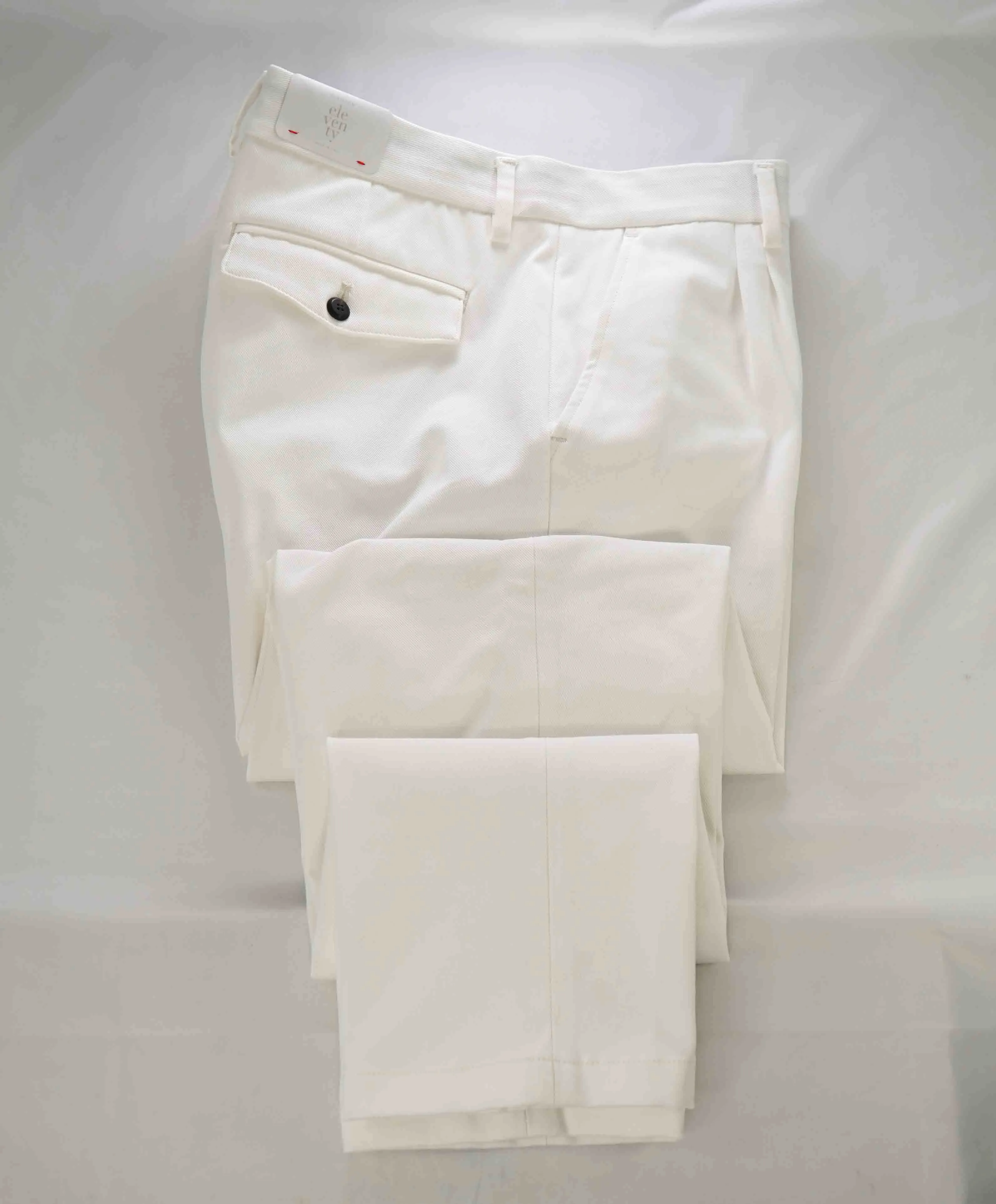 $575 ELEVENTY - Ivory/White Stretch Cotton Blend Dress/Casual Pants- 32W