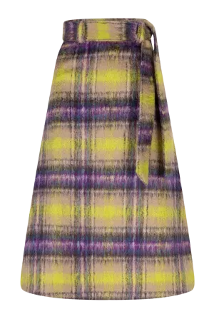A-line Mohair checked skirt