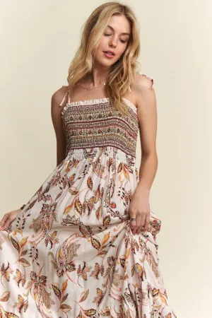 ADORA Vintage Floral Printed Tie Shoulder Cami Dress
