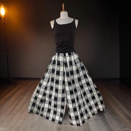 African Black/White Print Palazzo Pants