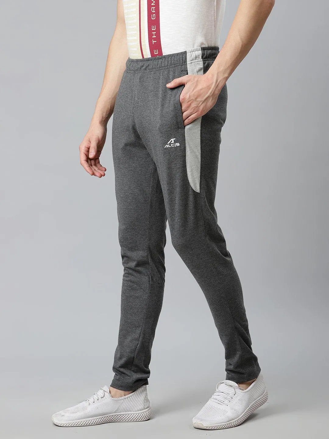 Alcis Men Charcoal Grey Solid Track Pants