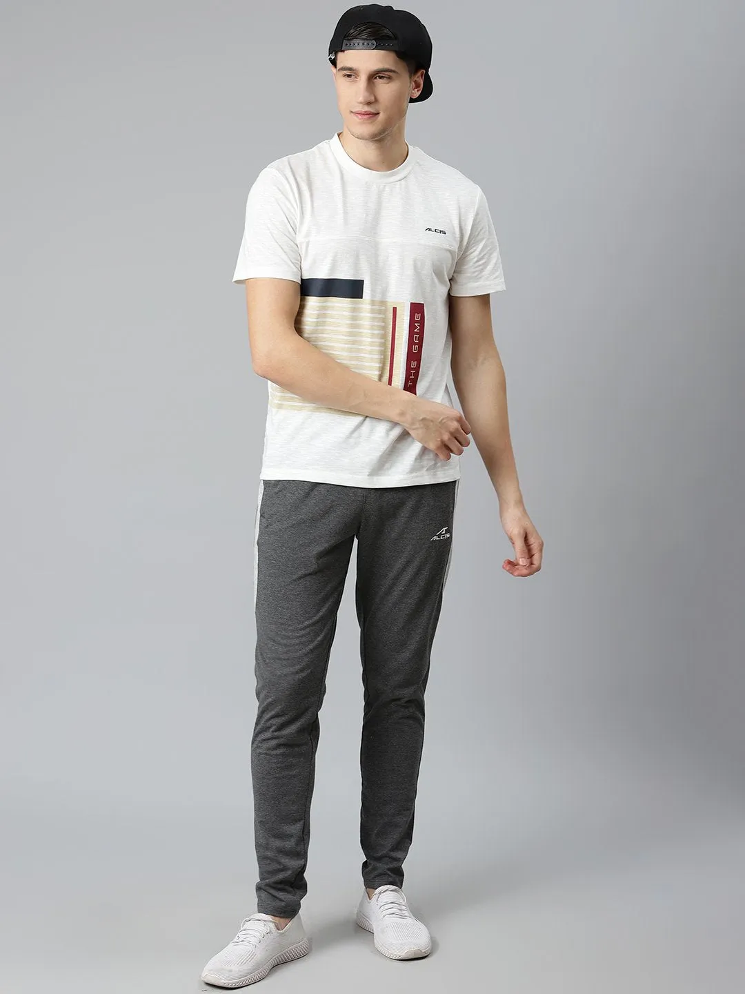 Alcis Men Charcoal Grey Solid Track Pants