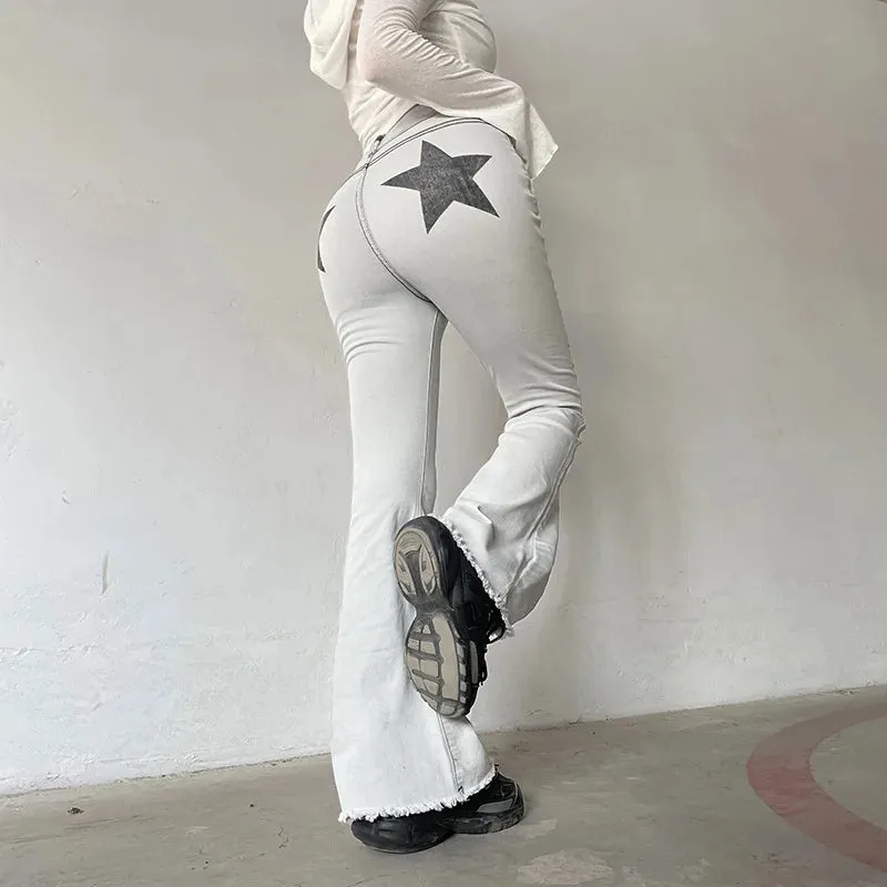 ALLNeon Indie Aesthetics Slim Low Waist Flare Pants
