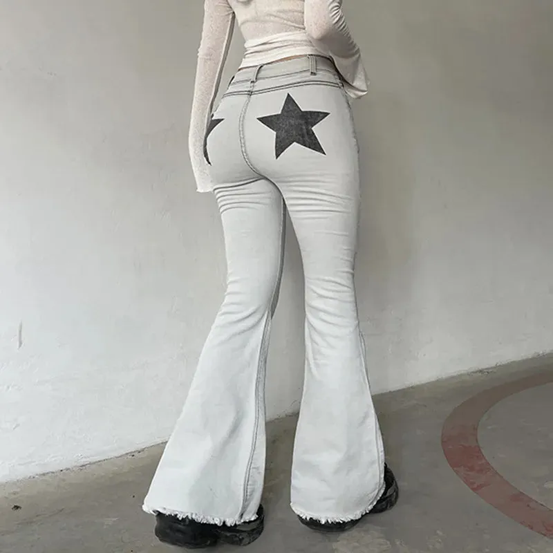 ALLNeon Indie Aesthetics Slim Low Waist Flare Pants