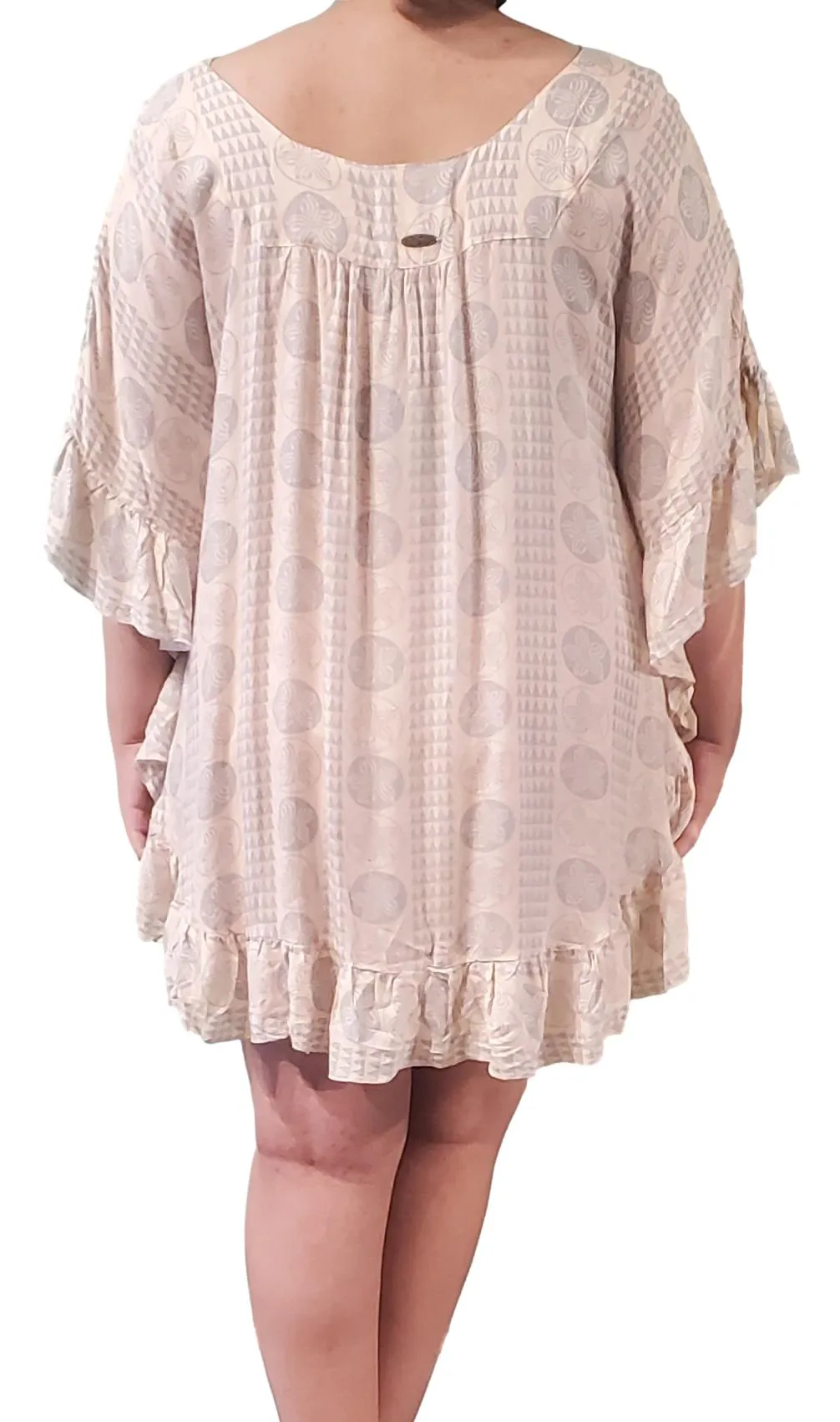 Aloha Royale - Ruffle Cover Up - Hawaiian Plumeria - Harbor Mist and Coconut Milk