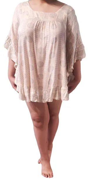 Aloha Royale - Ruffle Cover Up - Hawaiian Plumeria - Harbor Mist and Coconut Milk