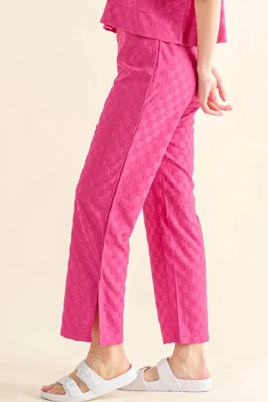 And The Why Brushed Texture Checker Board Pattern Casual Pants