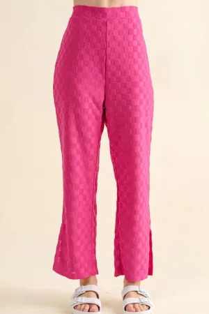 And The Why Brushed Texture Checker Board Pattern Casual Pants