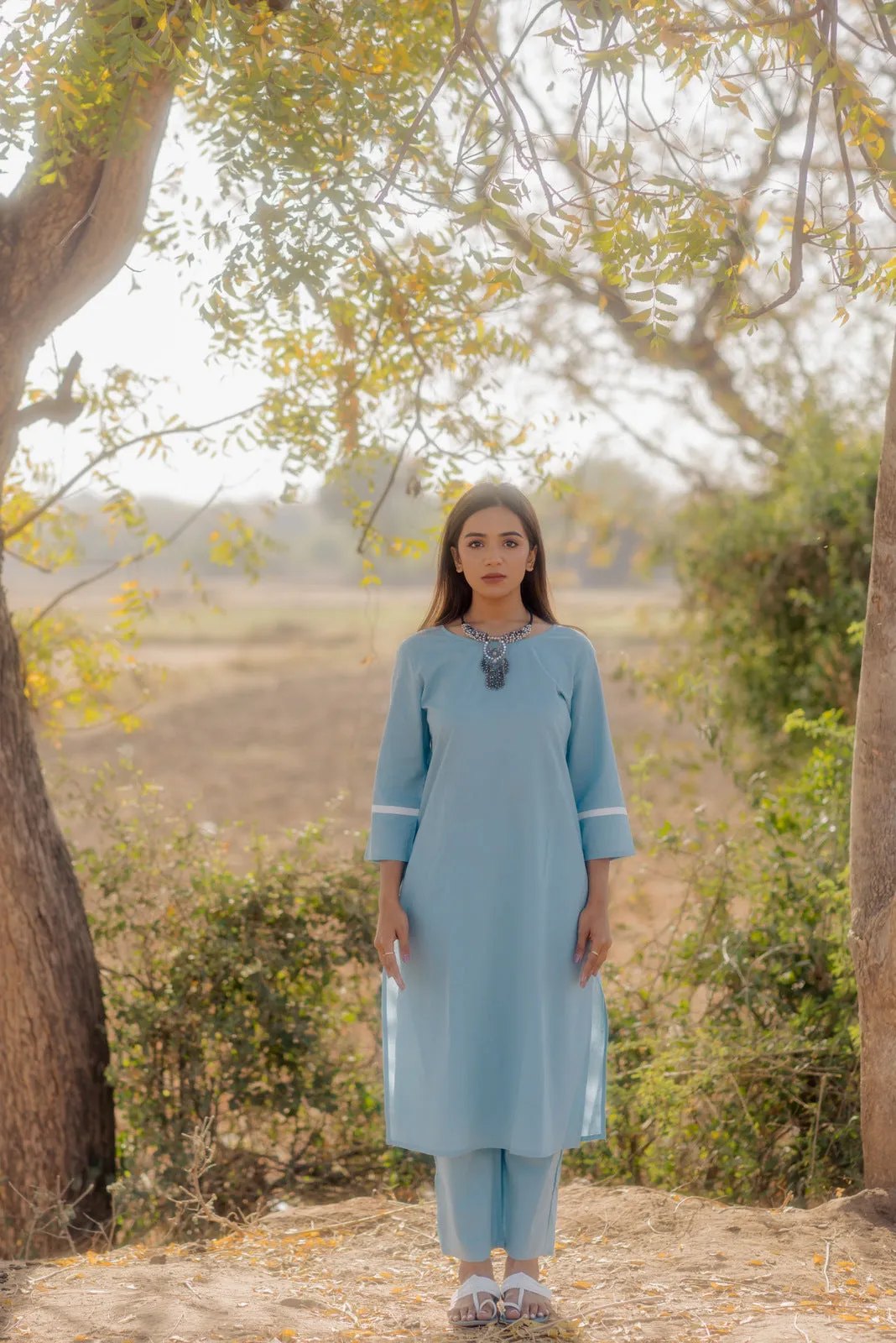 Aqua blue kurta set