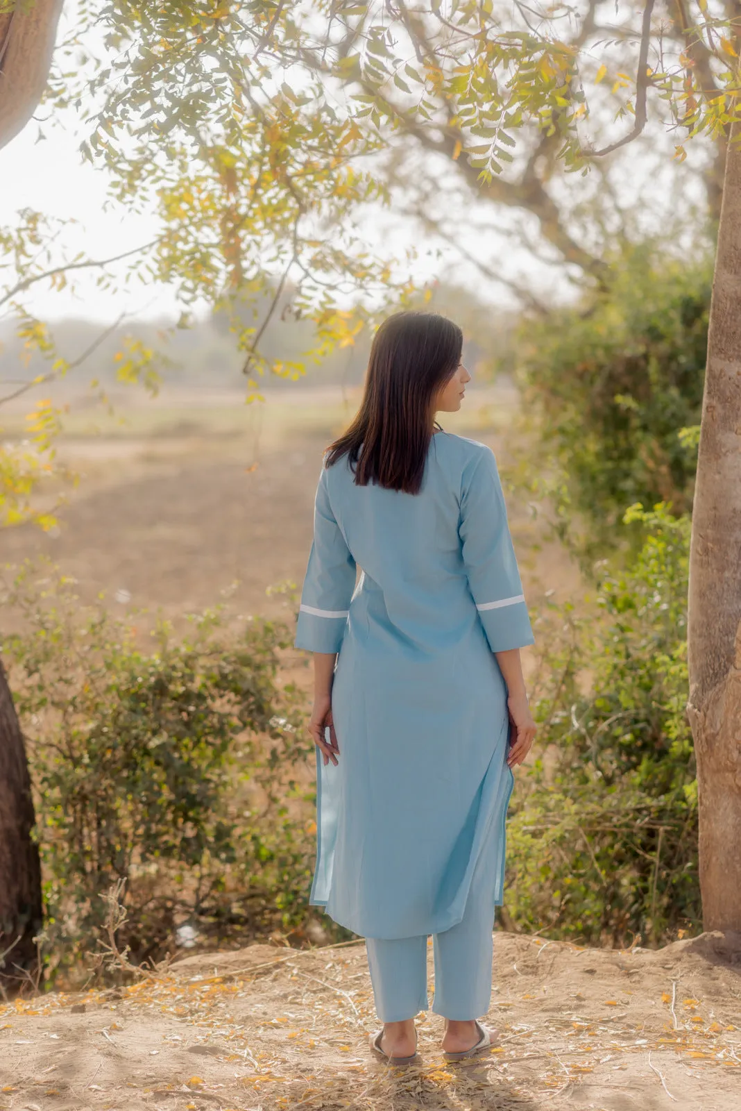 Aqua blue kurta set