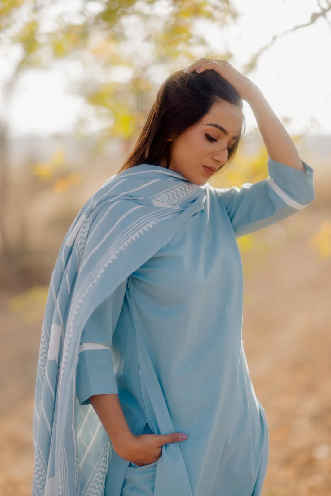 Aqua blue kurta set