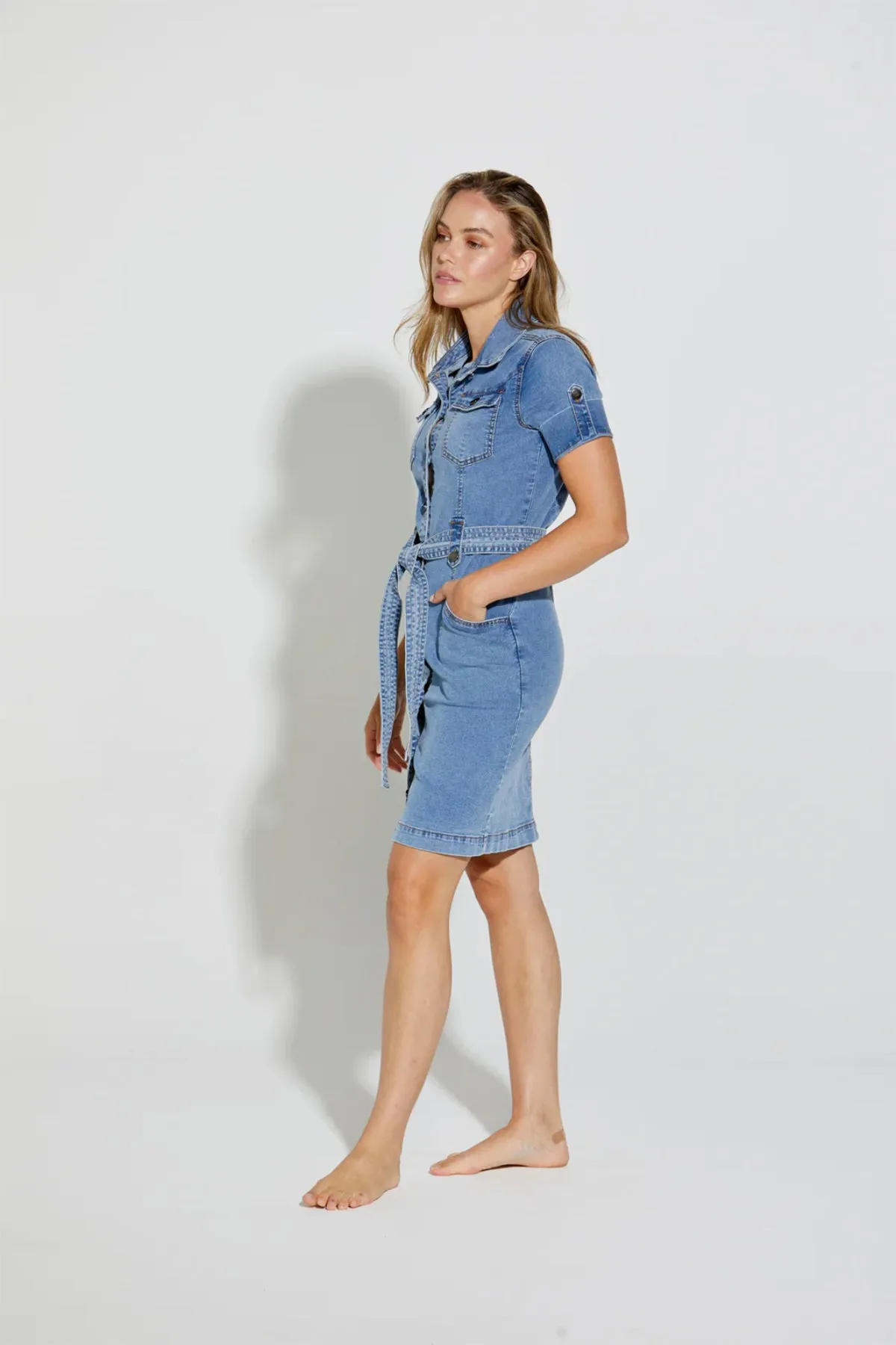 Argyll Trench Dress - Light Wash - NLJ2