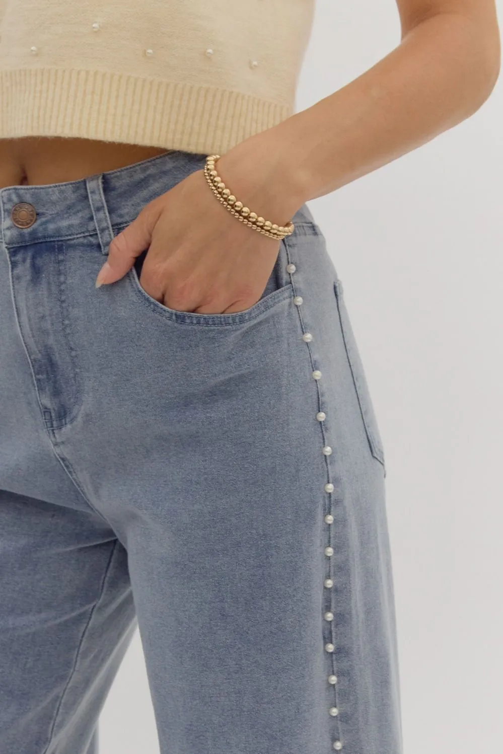 Ariel updated jeans with pearls