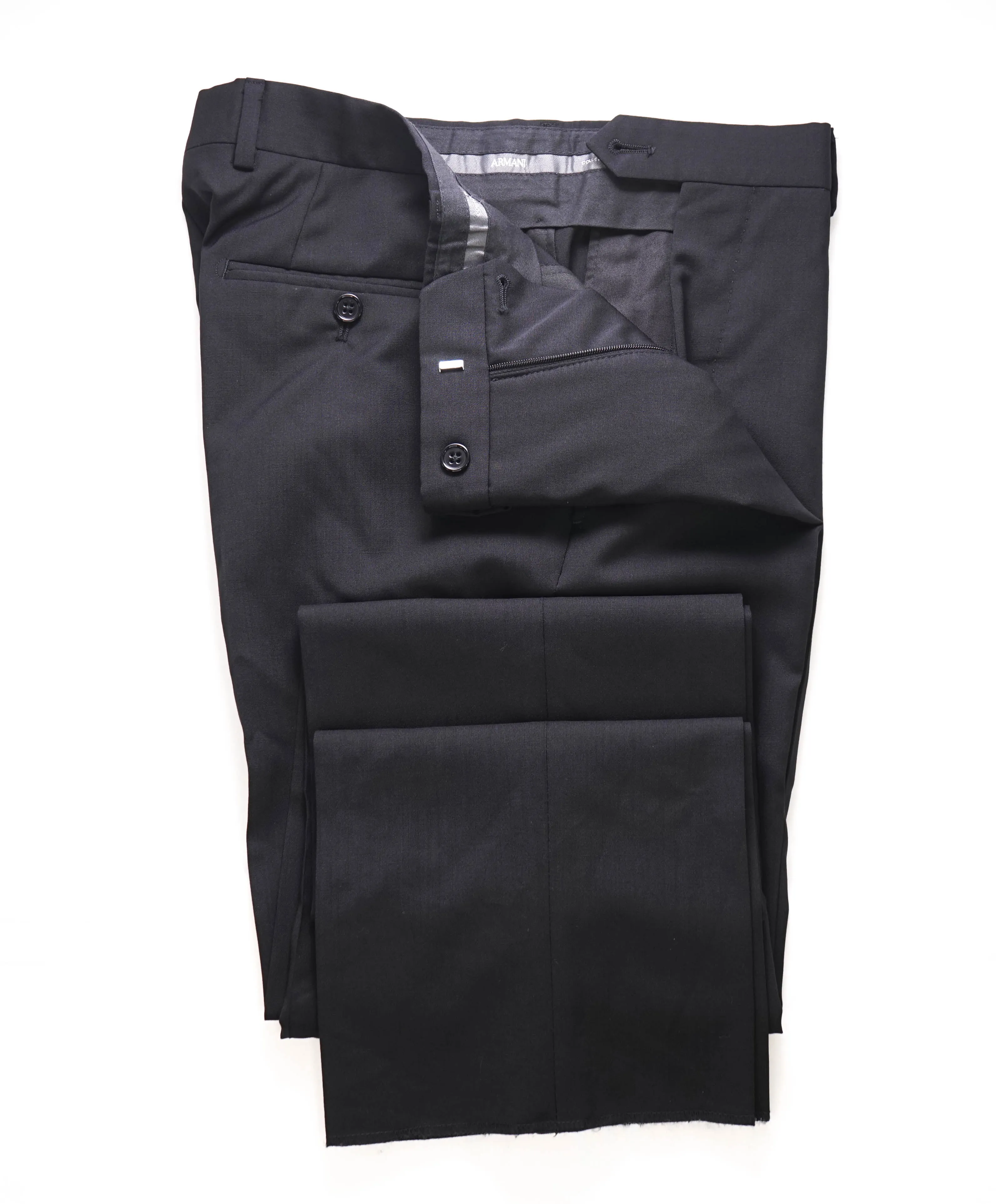 ARMANI COLLEZIONI - *CLOSET STAPLE* Black Classic Flat Front Dress Pants - 32W