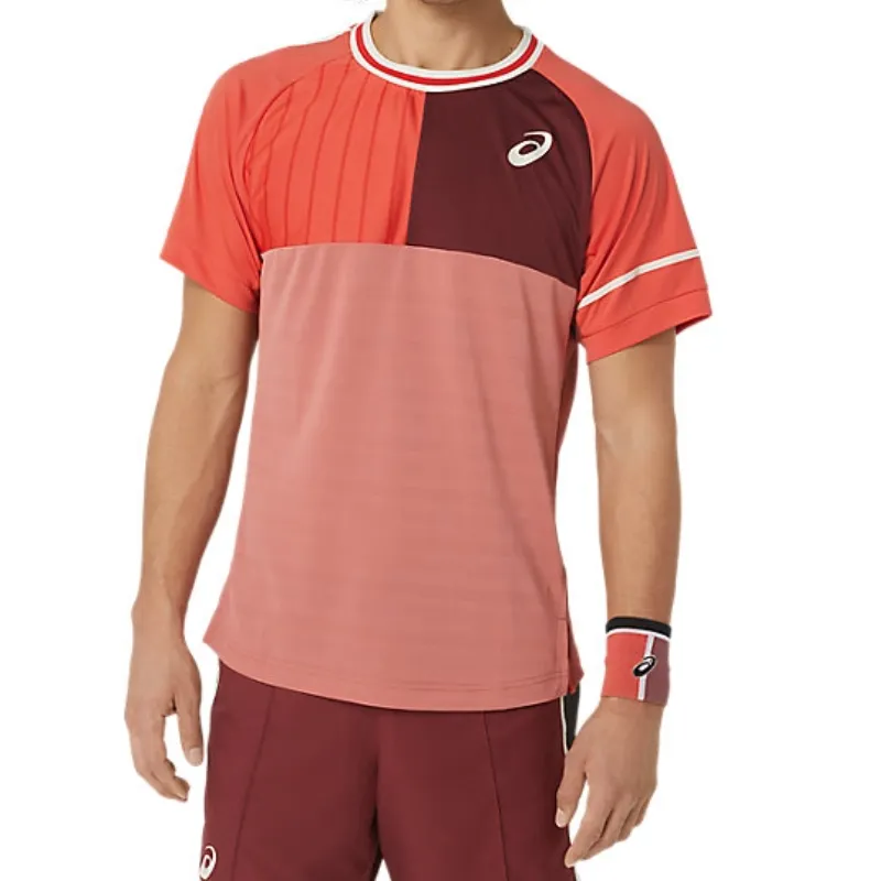 Asics Match Short Sleeve Mens Tennis Top - Red Snapper