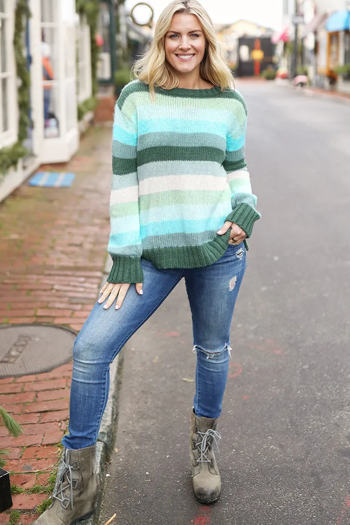 Autumn Stripe Crew - Juniper Stripe