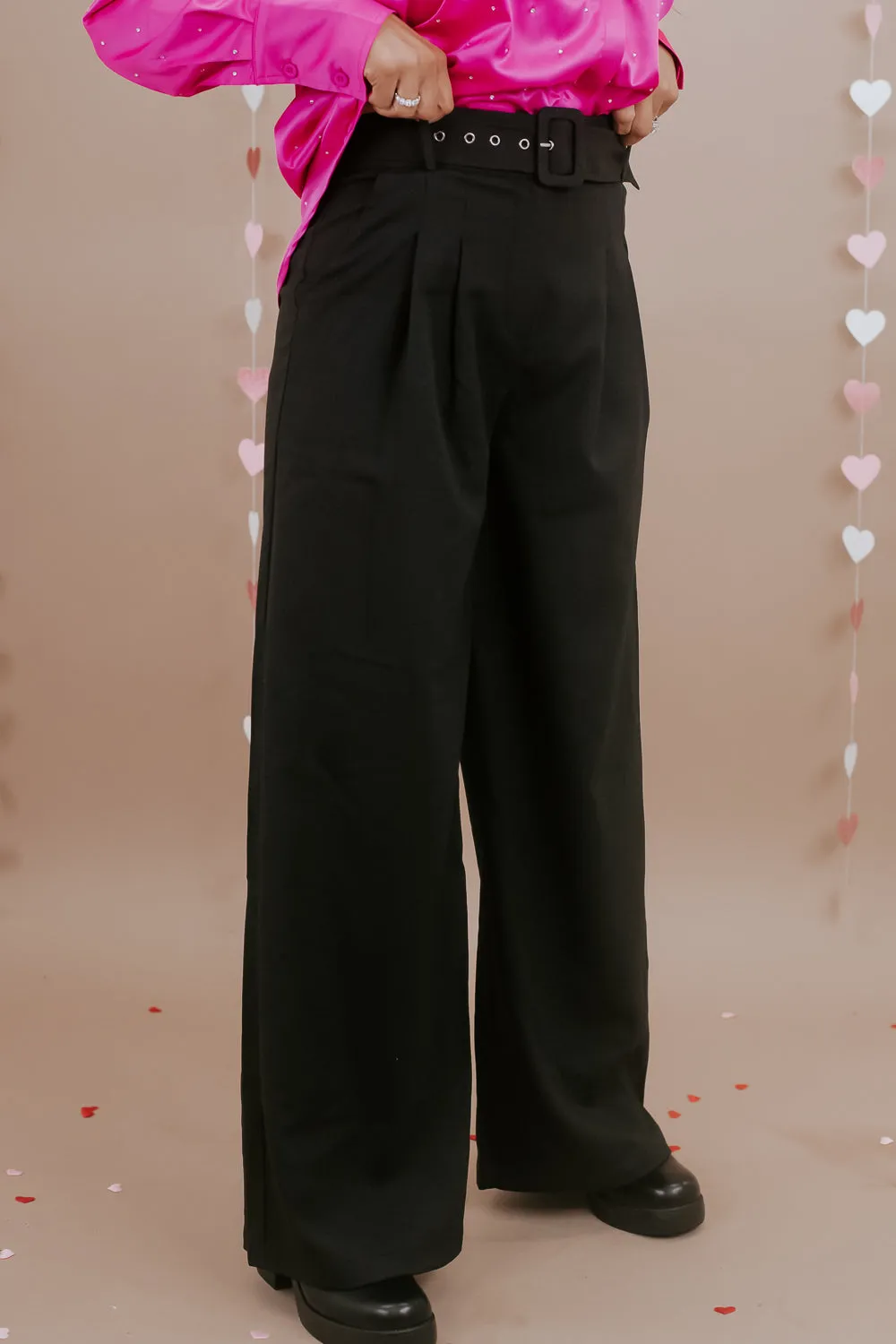 Baddie Belted Dress Pant, Black
