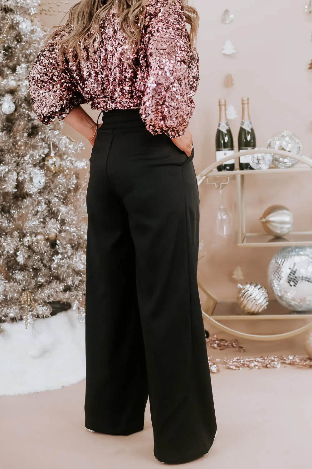 Baddie Belted Dress Pant, Black