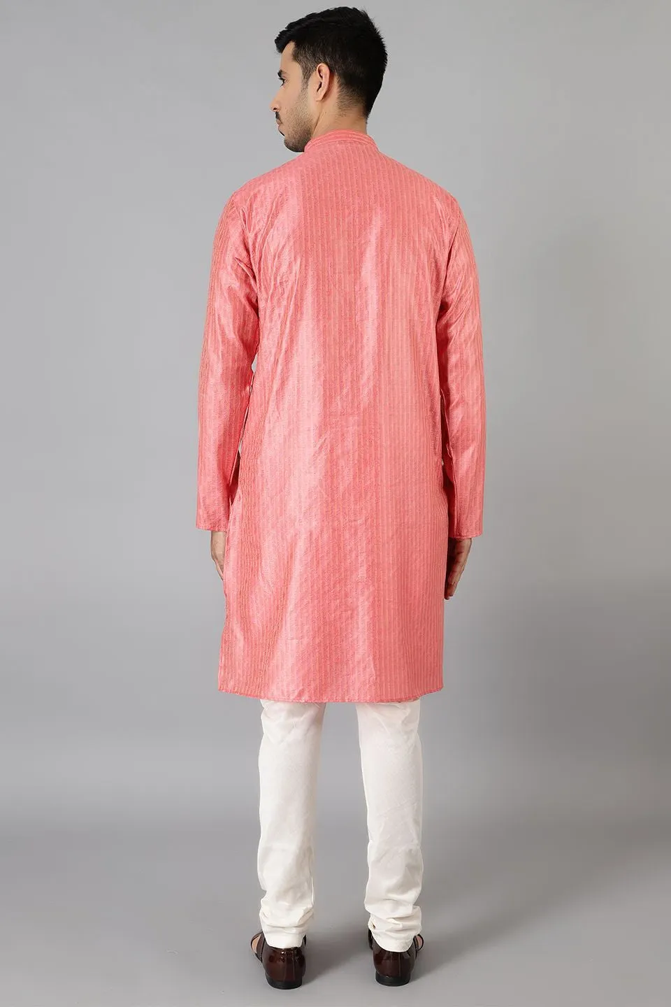 Banarasi Rayon Cotton Pink Kurta Pajama