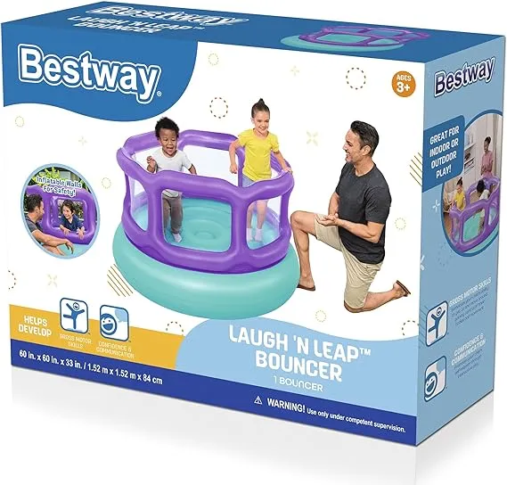 Bestway 60" X 60" X 33"/1.52M X 1.52M X 84CM Laugh 'N Leap Bouncer (1 bouncer, repair patch,4 foot pins)