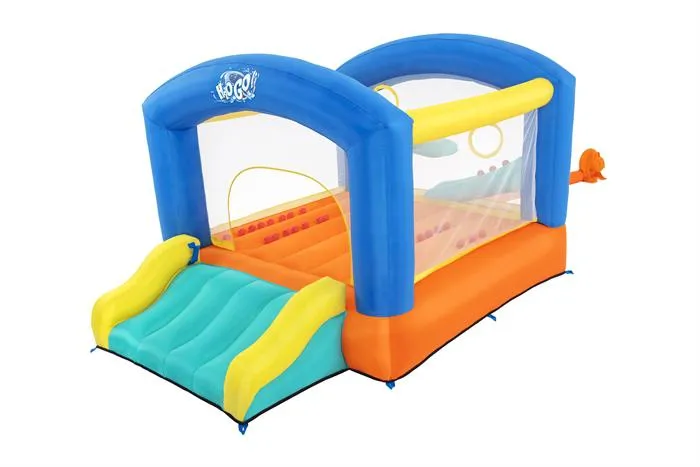 Bestway 9'6" X 7' X 5'8"/2.89M X 2.13M X 1.73M Leap & Play Mega Bouncer (1 bouncer, 1 blower (stakes included), 1 repair kit (multiple assorted patches), 1 storage bag, 9 bouncer stakes, 25 play balls)