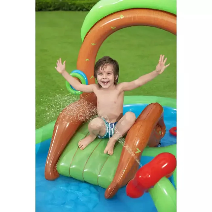 Bestway 9'8" X 6'6" X 51"/2.95M X 1.99M X 1.30M Friendly Woods Play Center (Contents: one pool, one slide, four inflatable rings, ten play balls,repair patch)