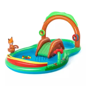 Bestway 9'8" X 6'6" X 51"/2.95M X 1.99M X 1.30M Friendly Woods Play Center (Contents: one pool, one slide, four inflatable rings, ten play balls,repair patch)