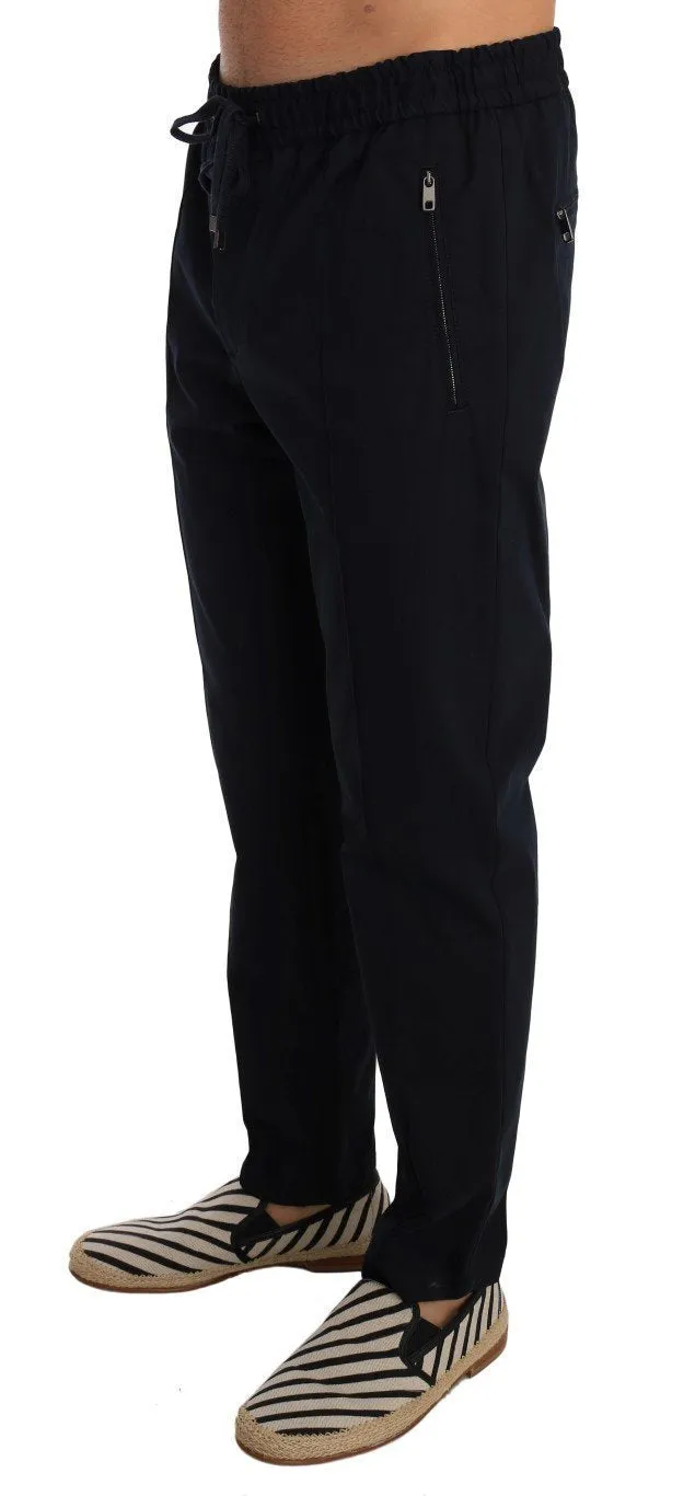 Black Cotton Casual Pants