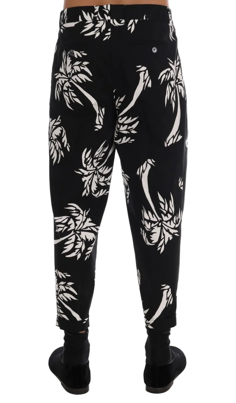 Black Tree Cotton Stretch Pants