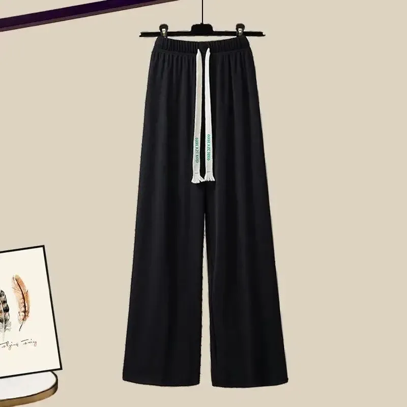 BlackGrey Korean Style Women's Tank Top/Shirt/Wide Leg Pants -3 Pc Set