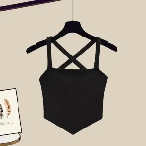 BlackGrey Korean Style Women's Tank Top/Shirt/Wide Leg Pants -3 Pc Set