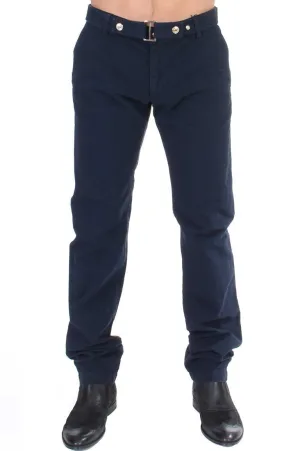 Blue Cotton Regular Fit Casual Pants