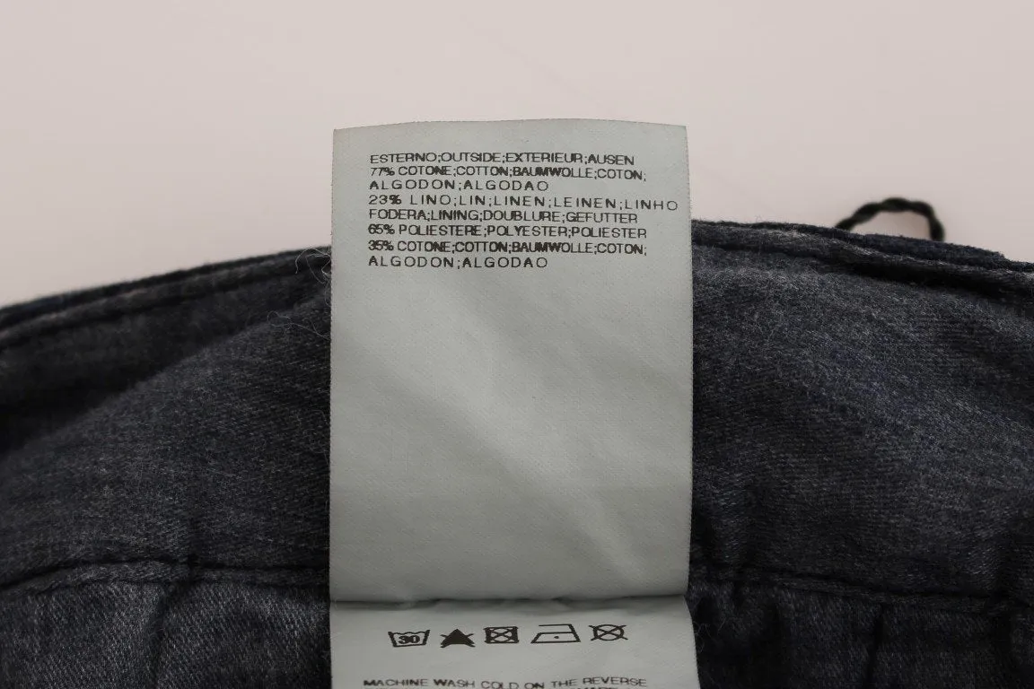 Blue Cotton Regular Fit Casual Pants