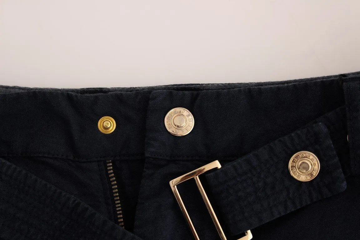 Blue Cotton Regular Fit Casual Pants