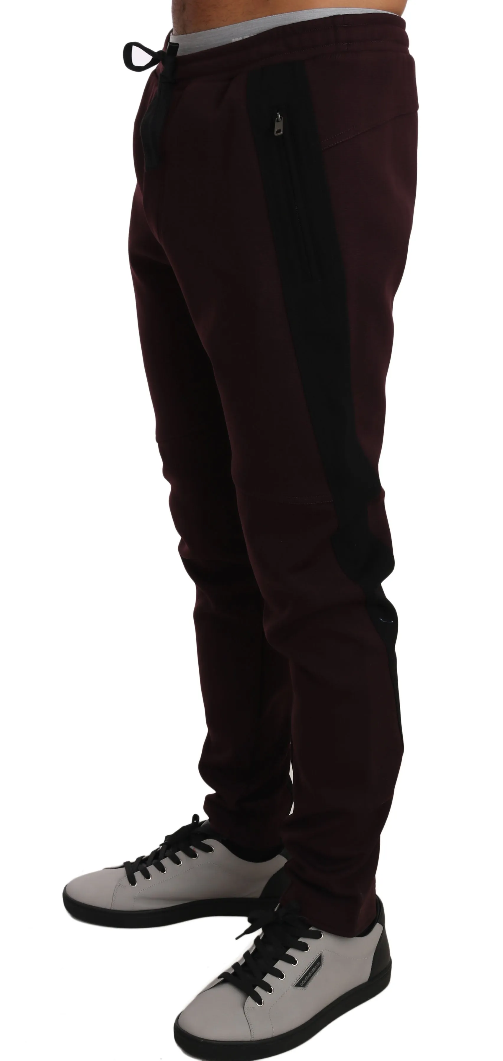 Bordeaux Black Stripe Casual Jogger Pants