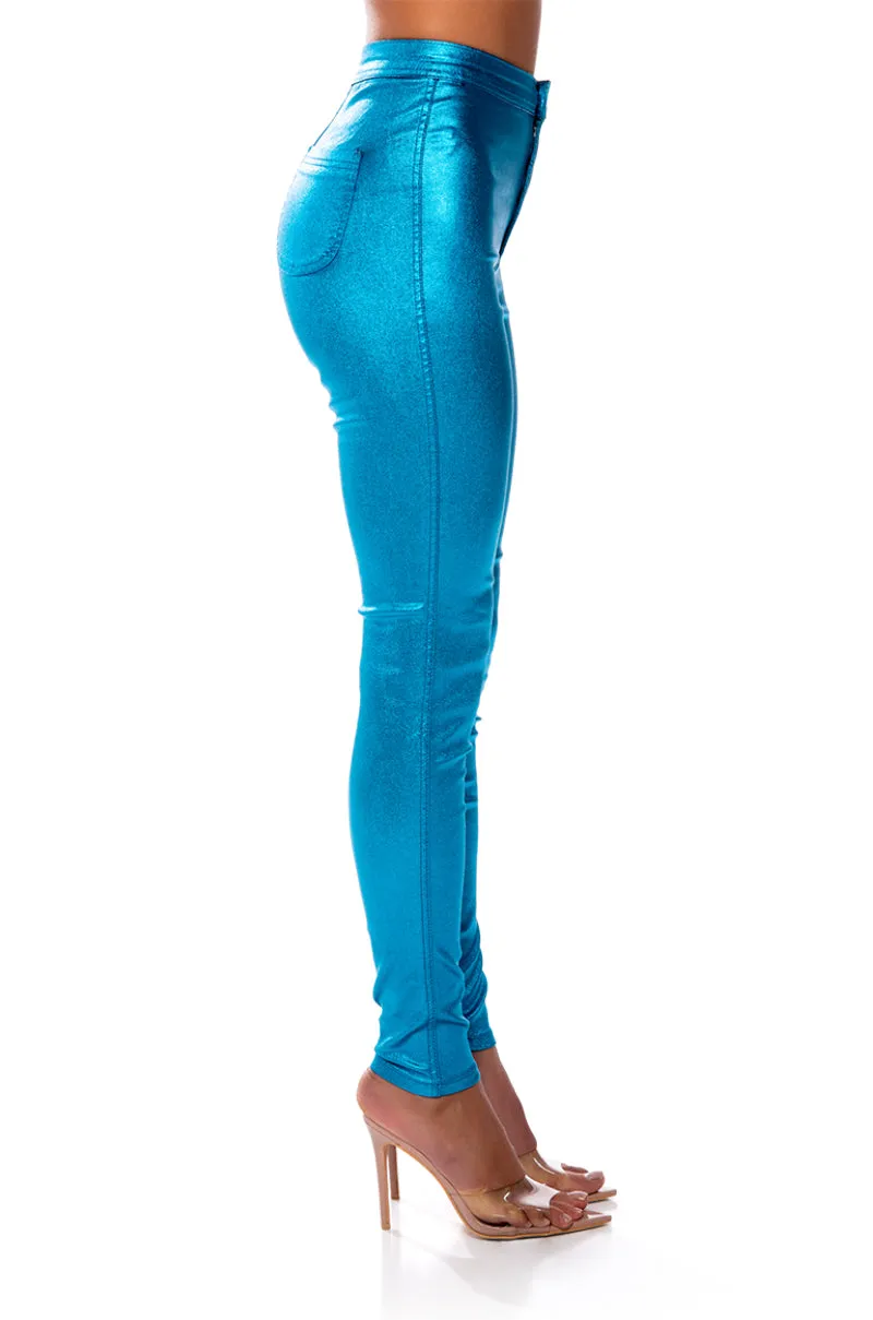 BORN TO SHINE METALLIC SKINNY PANTS