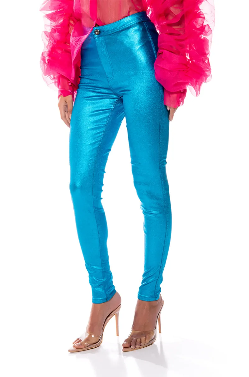 BORN TO SHINE METALLIC SKINNY PANTS
