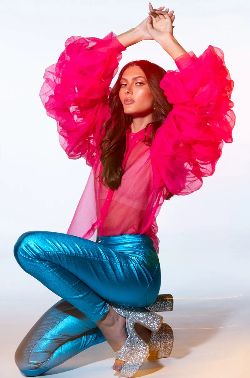 BORN TO SHINE METALLIC SKINNY PANTS