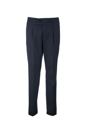 BRUNELLO CUCINELLI Classic American Pima Cotton Trousers with Pleats and Leisure Fit