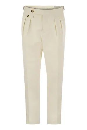 BRUNELLO CUCINELLI Tailor-Fit Cotton Gabardine Trousers for Men