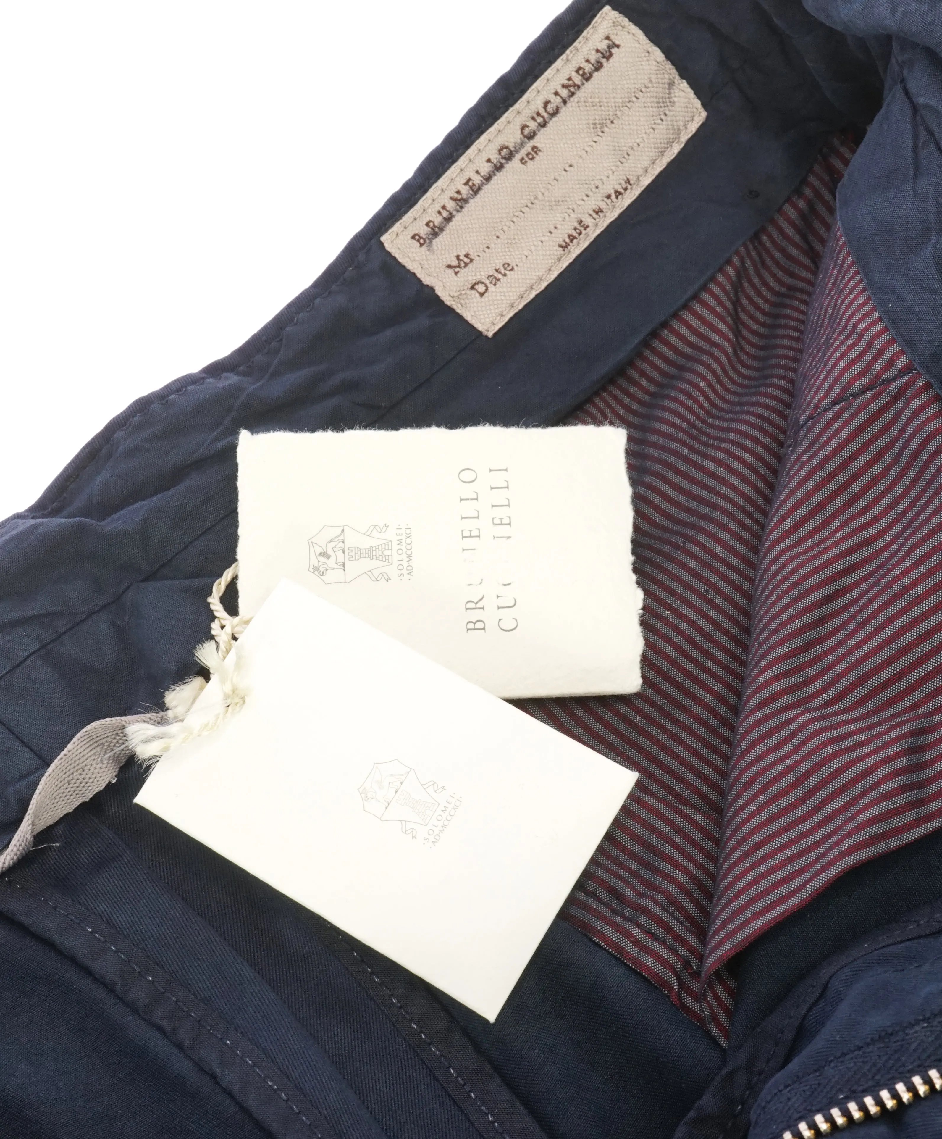 BRUNELLO CUCINELLI - Weathered/Distressed Navy Blue Chino Cotton Pants - 32W