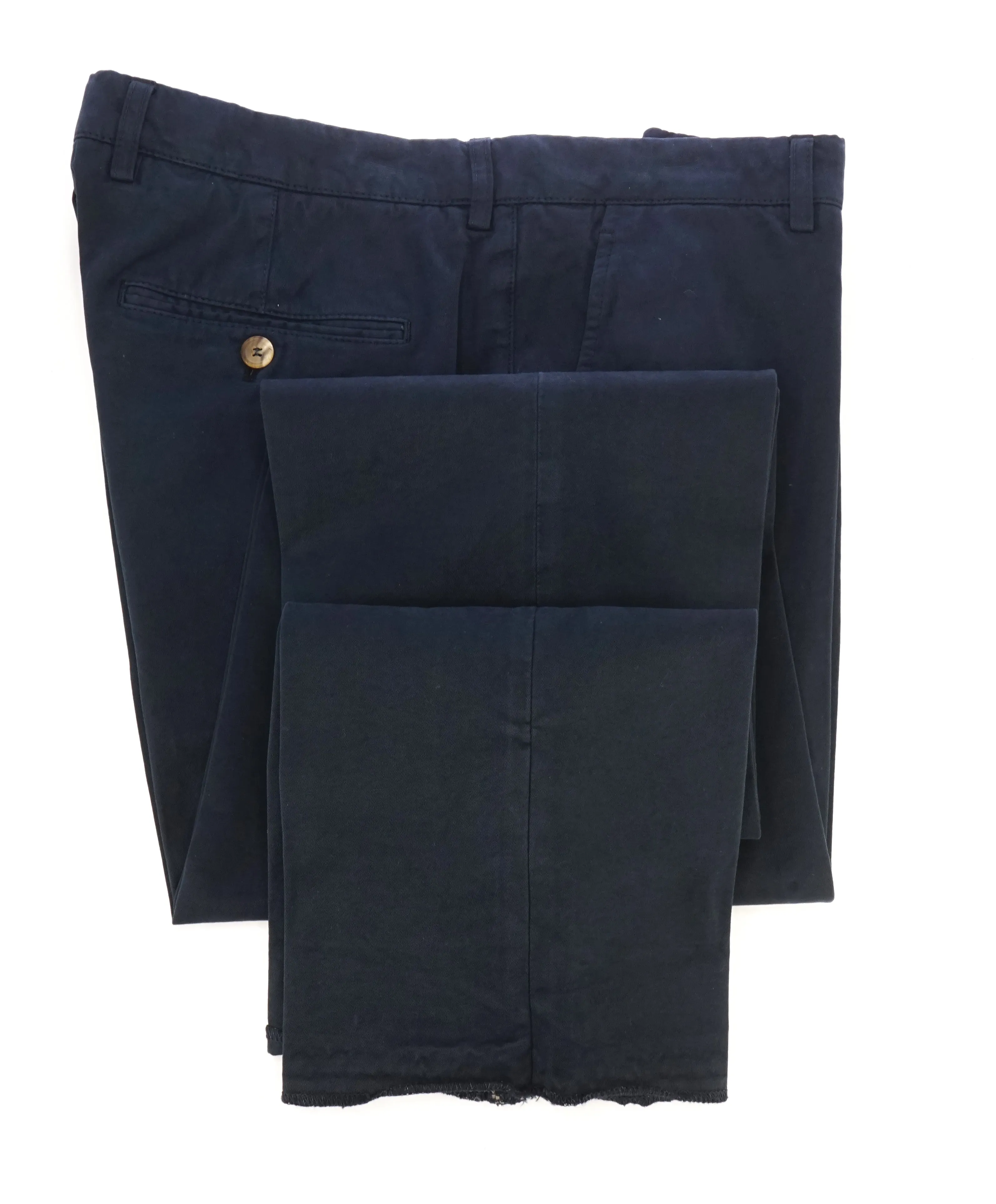BRUNELLO CUCINELLI - Weathered/Distressed Navy Blue Chino Cotton Pants - 32W