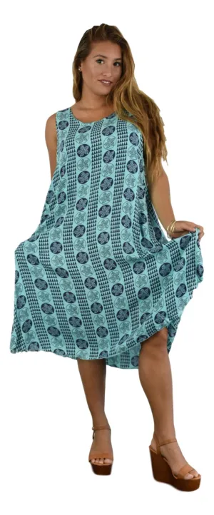 Cabana Dress - Hawaiian Plumeria - Aqua Splash and Acai