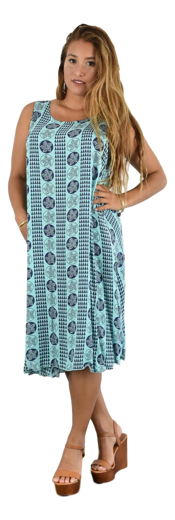 Cabana Dress - Hawaiian Plumeria - Aqua Splash and Acai