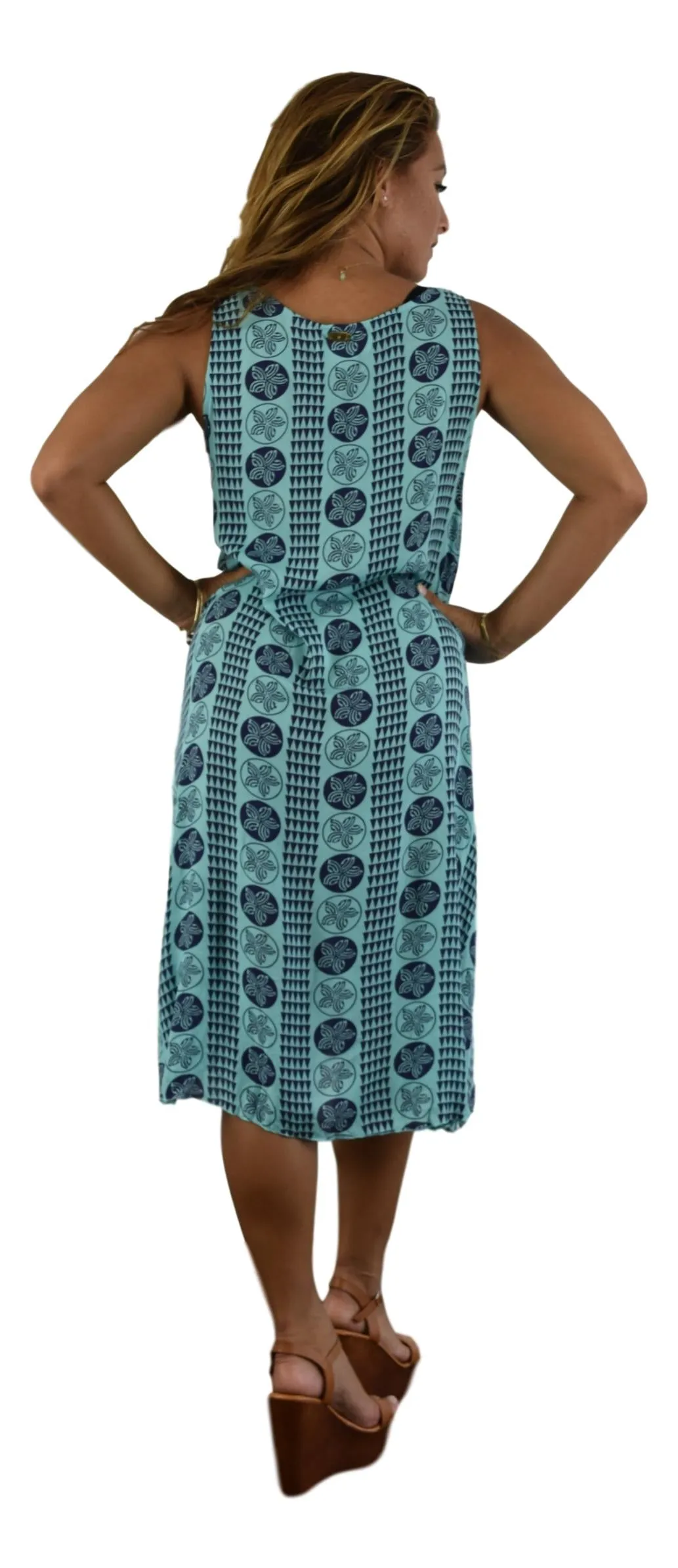 Cabana Dress - Hawaiian Plumeria - Aqua Splash and Acai