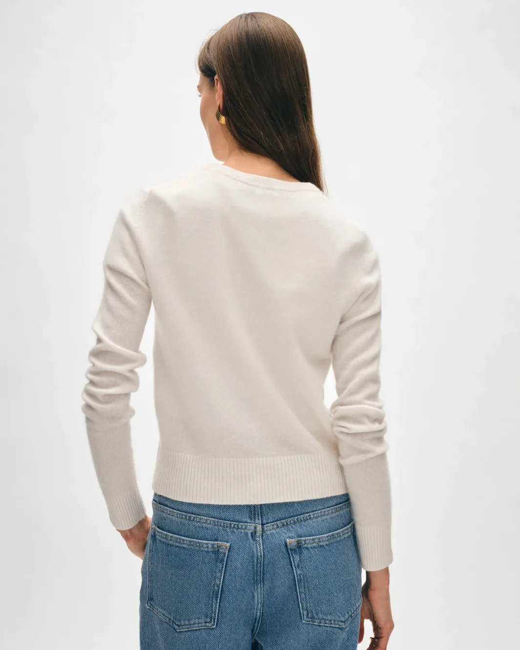 CASHMERE SHRUNKEN CREWNECK IN SOFT WHITE