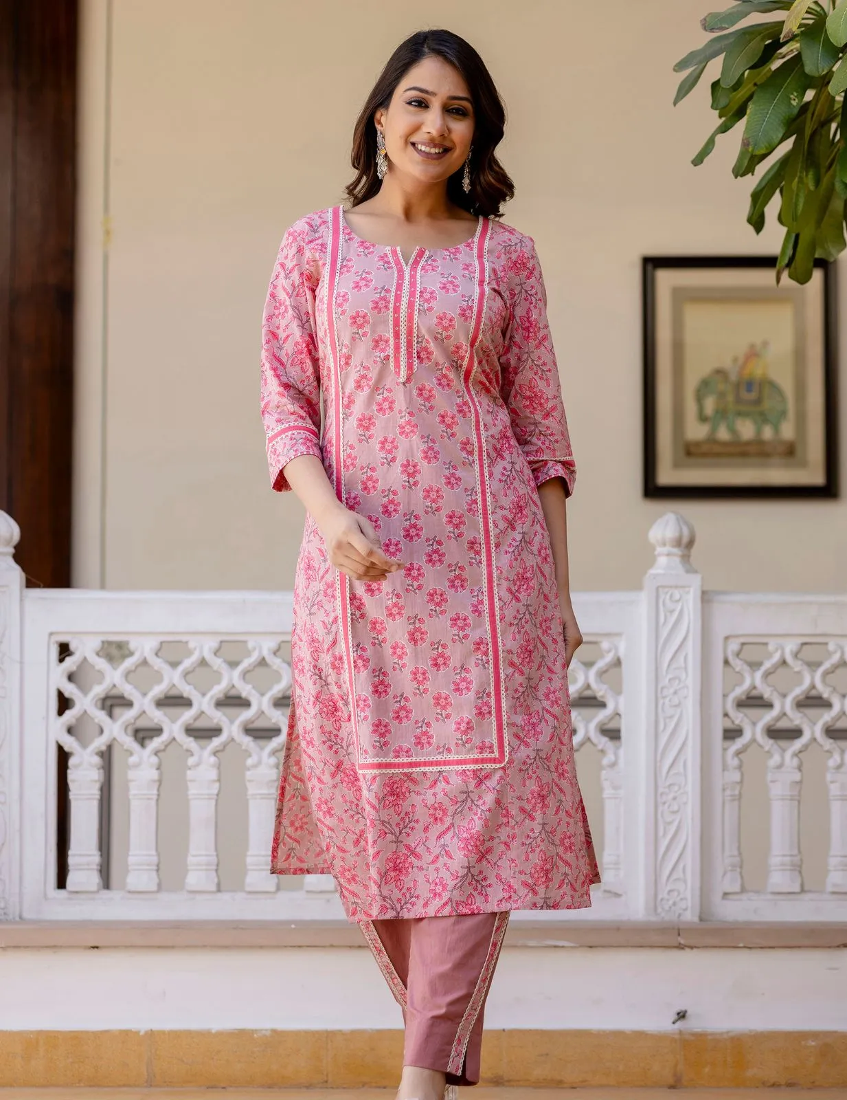 Charming Floral Cotton Kurta Set | Festive & Casual Ethnic Wear