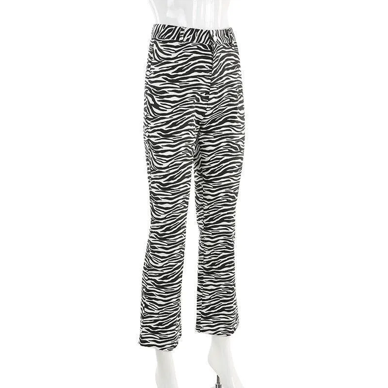 Chocolate High Waist Zebra Print Pants
