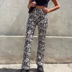 Chocolate High Waist Zebra Print Pants