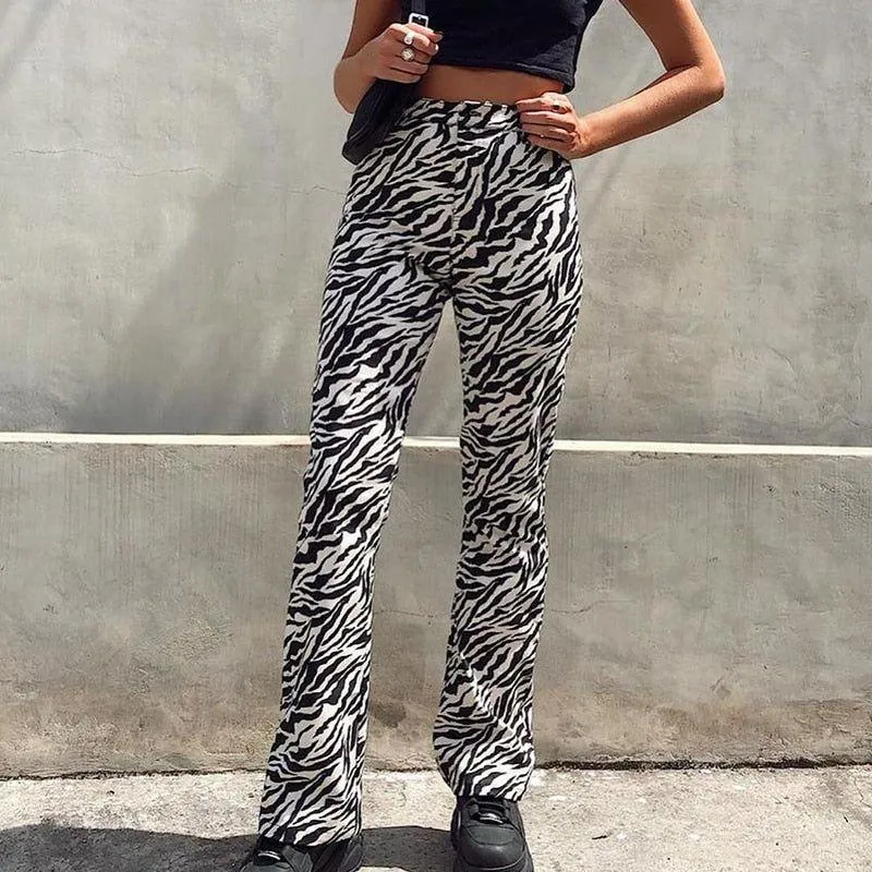 Chocolate High Waist Zebra Print Pants